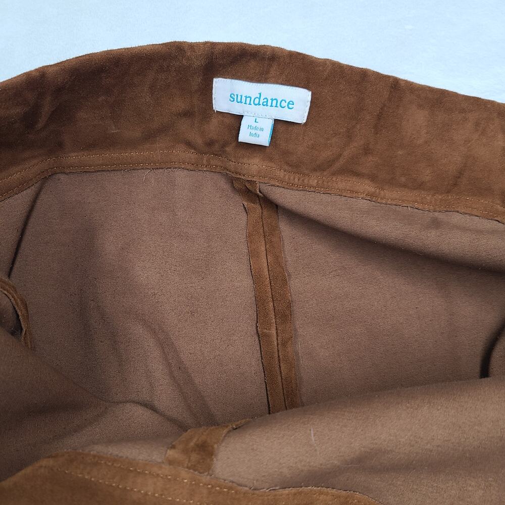 Sundance Brown 100% Leather Equestrian-style Riding Pants Suede Stretch Large - Picture 3 of 16